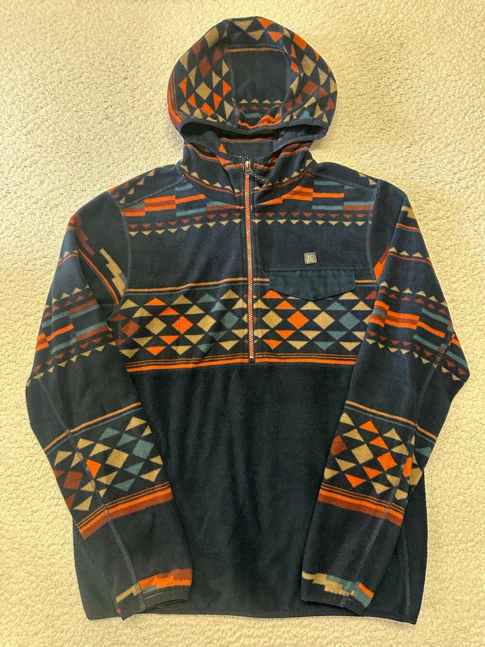 Roark Mens Fox Island Polar Fleece 1/2 Zip Hoodie Pullover Medium
